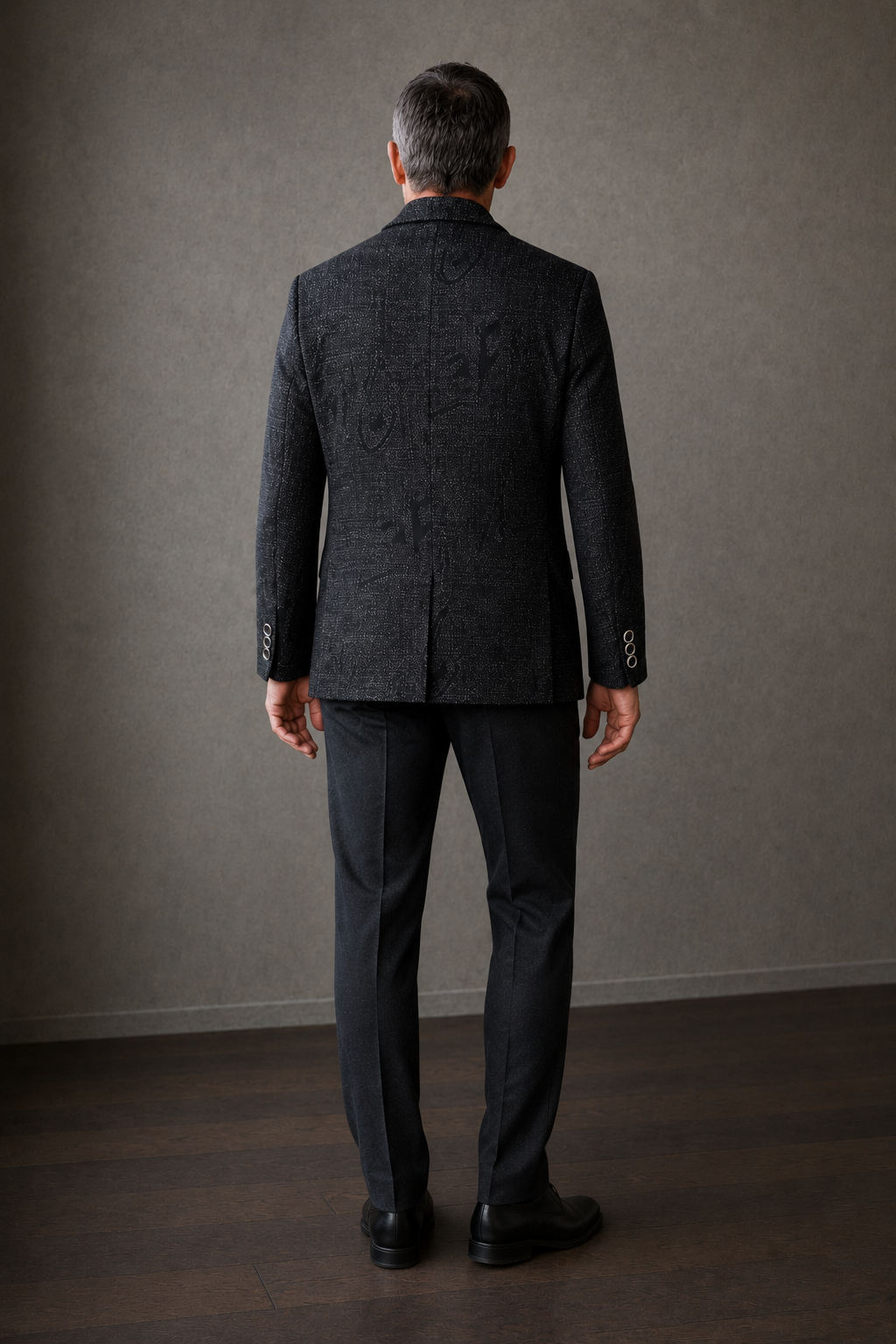 Sassicaia black checked blazer back with tonal motif