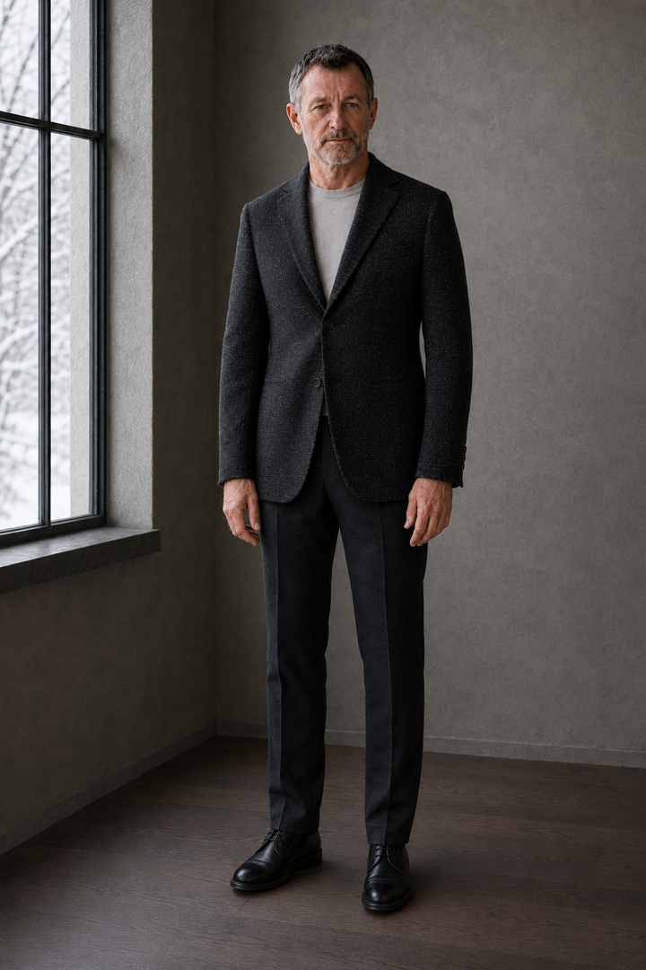 Sassicaia black checked blazer full front