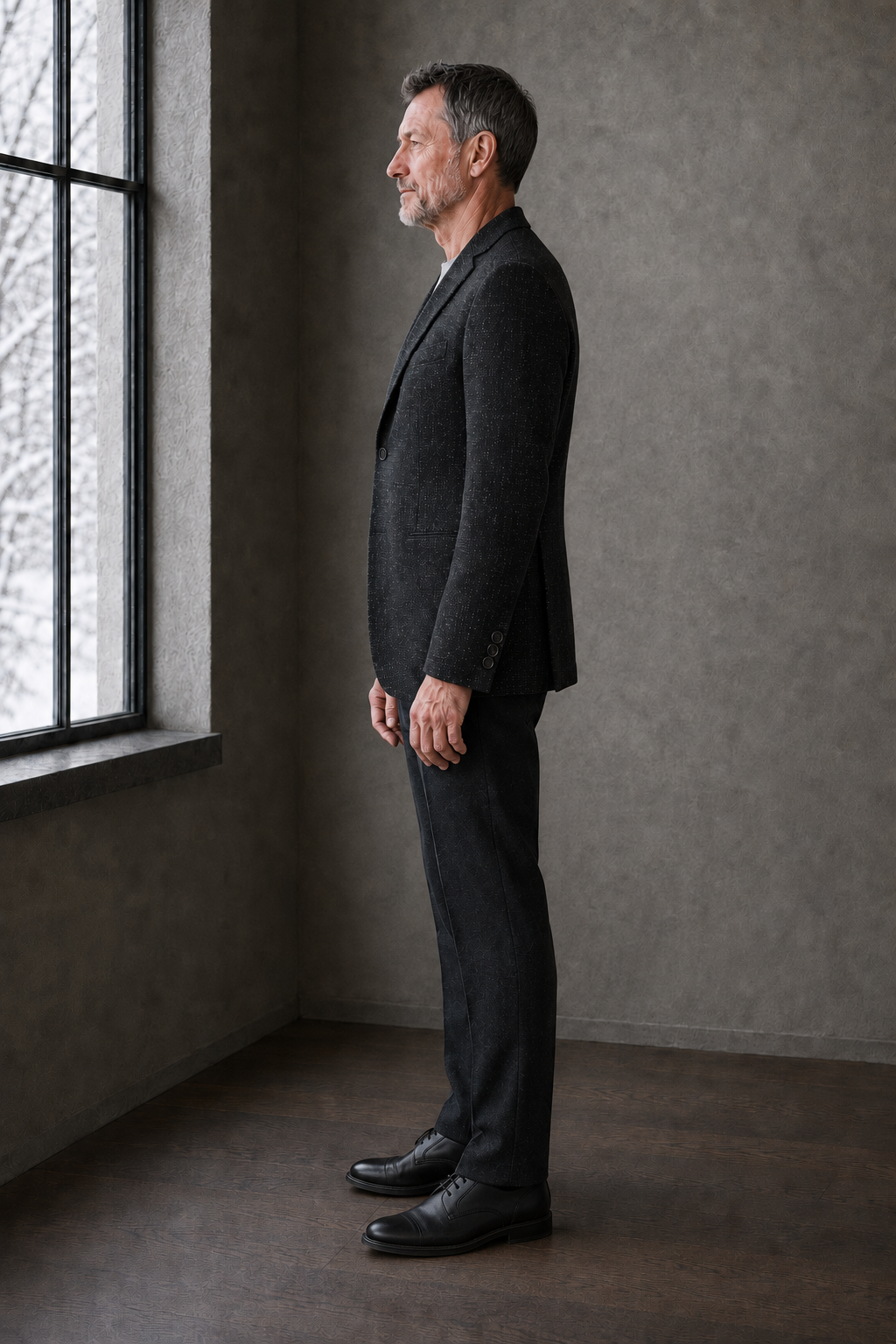 Sassicaia black checked blazer left side profile