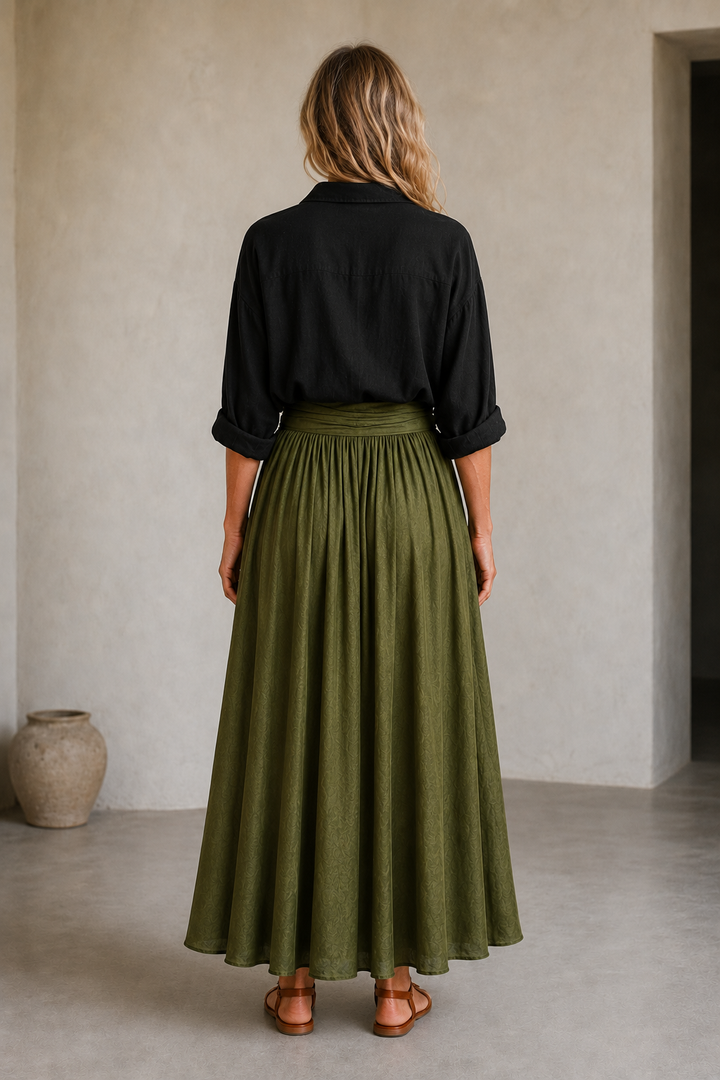 Satin Skirt And Blouse Set back view