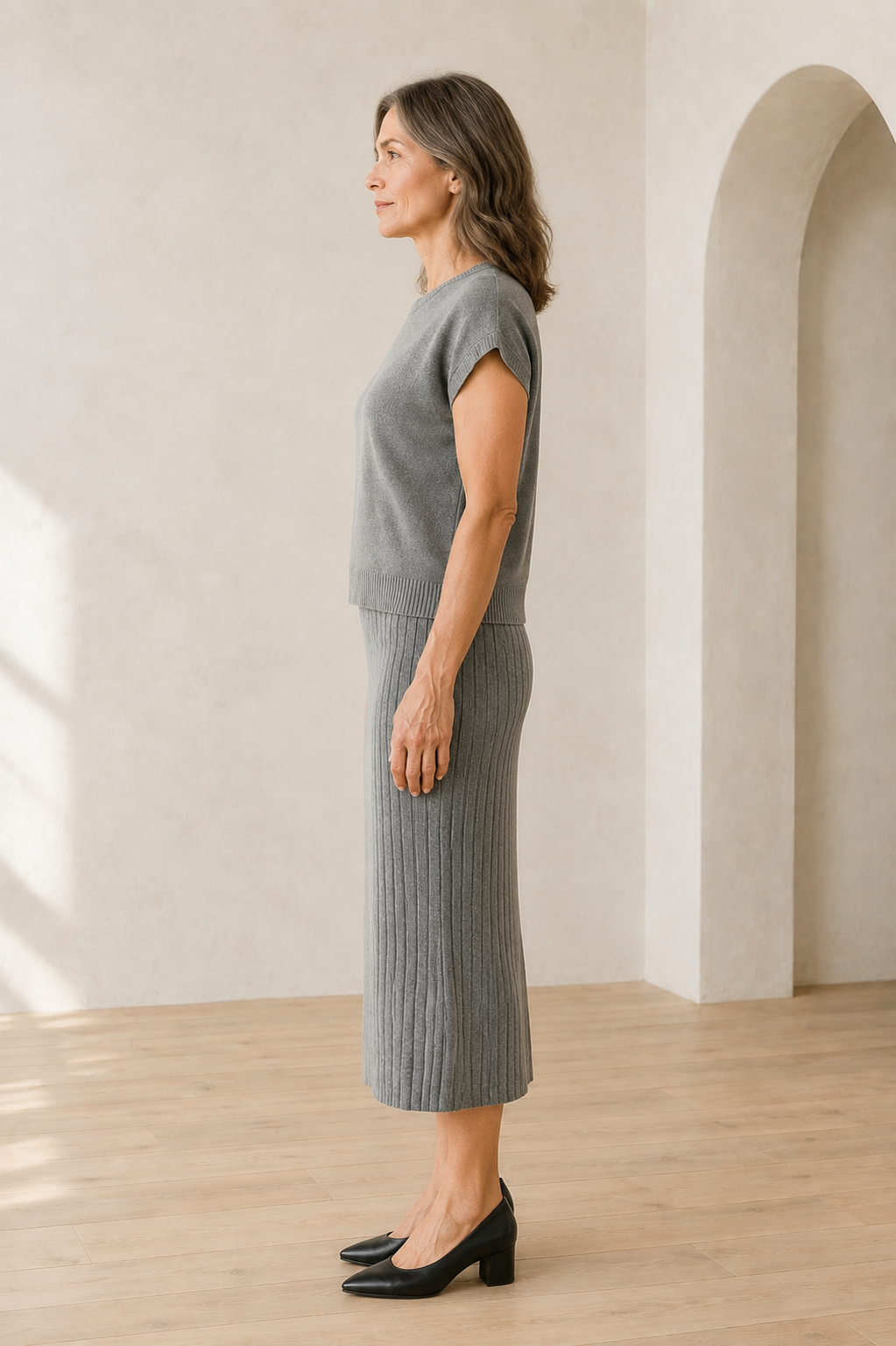 Ribbed Knit Sleeveless Two Piece Set side view