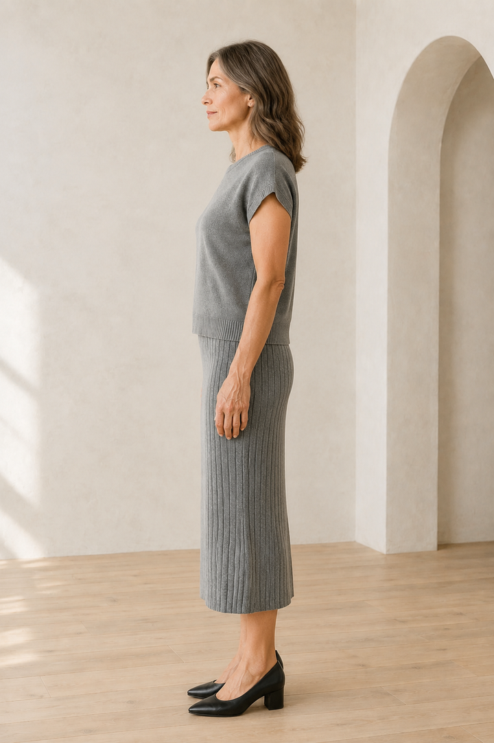 Ribbed Knit Sleeveless Two Piece Set side view