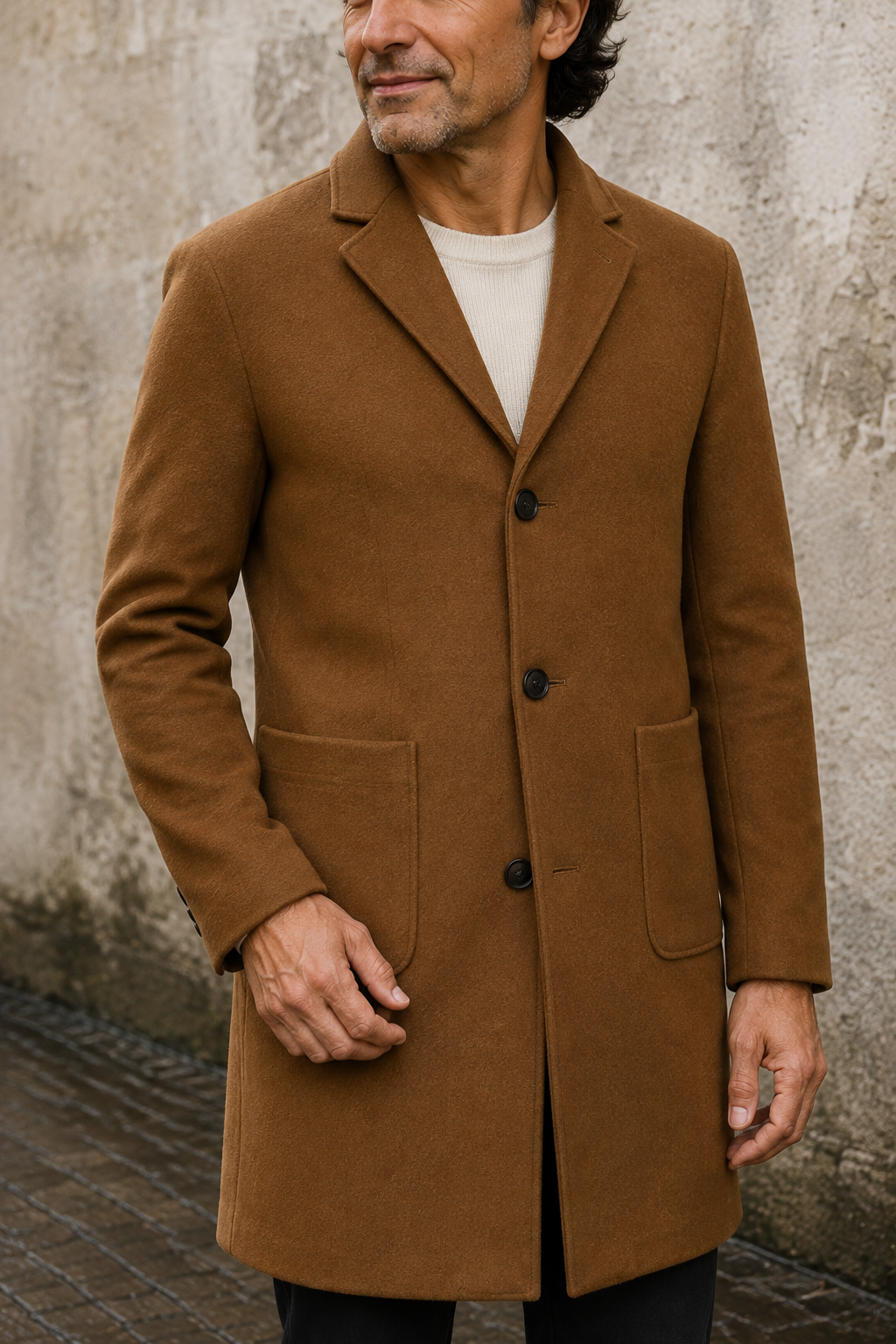 Single Breasted Slim Fit Overcoat - close-up