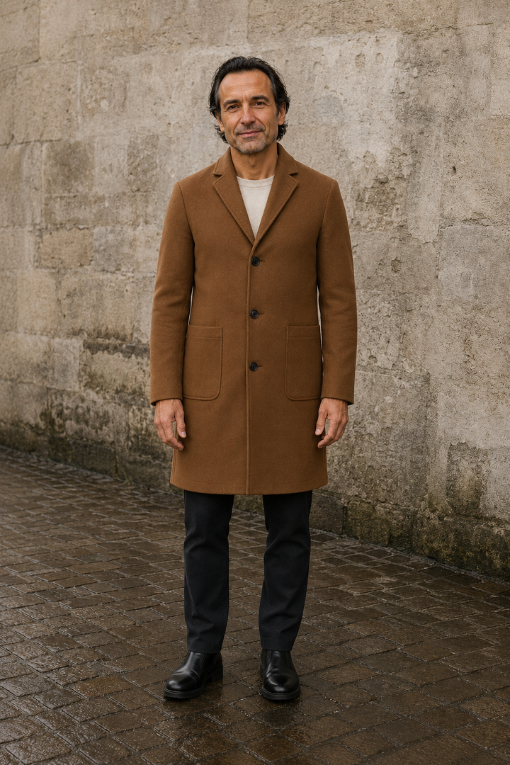 Single Breasted Slim Fit Overcoat - hero closed