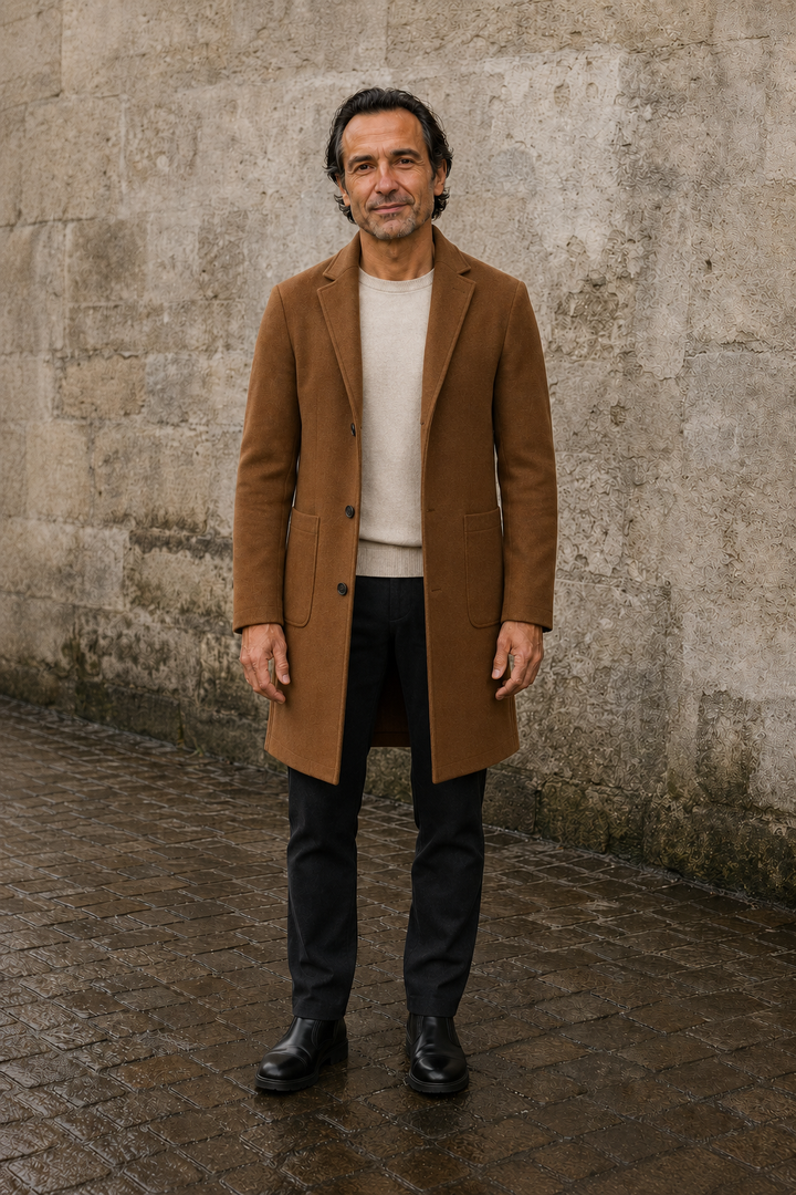 Single Breasted Slim Fit Overcoat - hero open