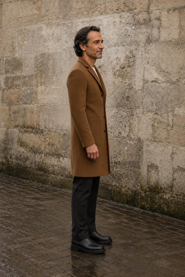 Single Breasted Slim Fit Overcoat - side