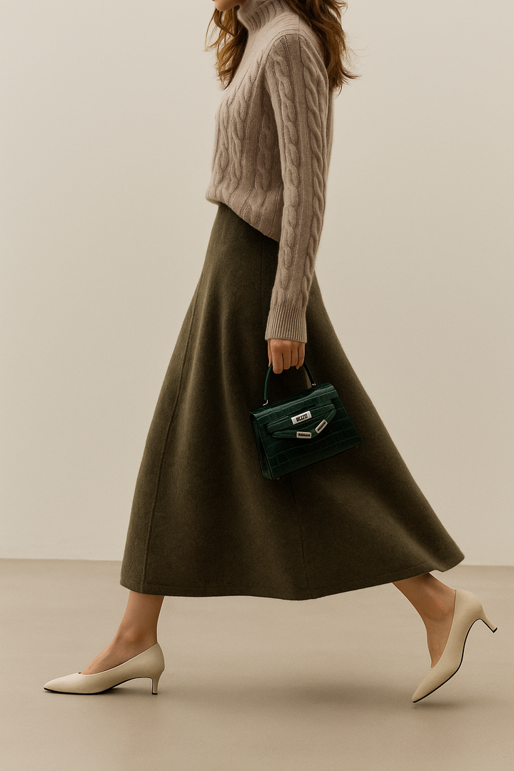 Eulalie | High Waist Merino Wool Skirt
