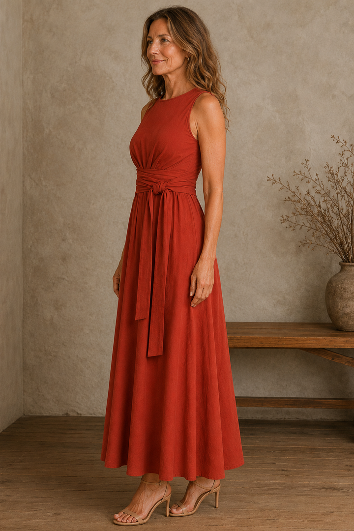 Sleeveless Bow Waist Dress side view