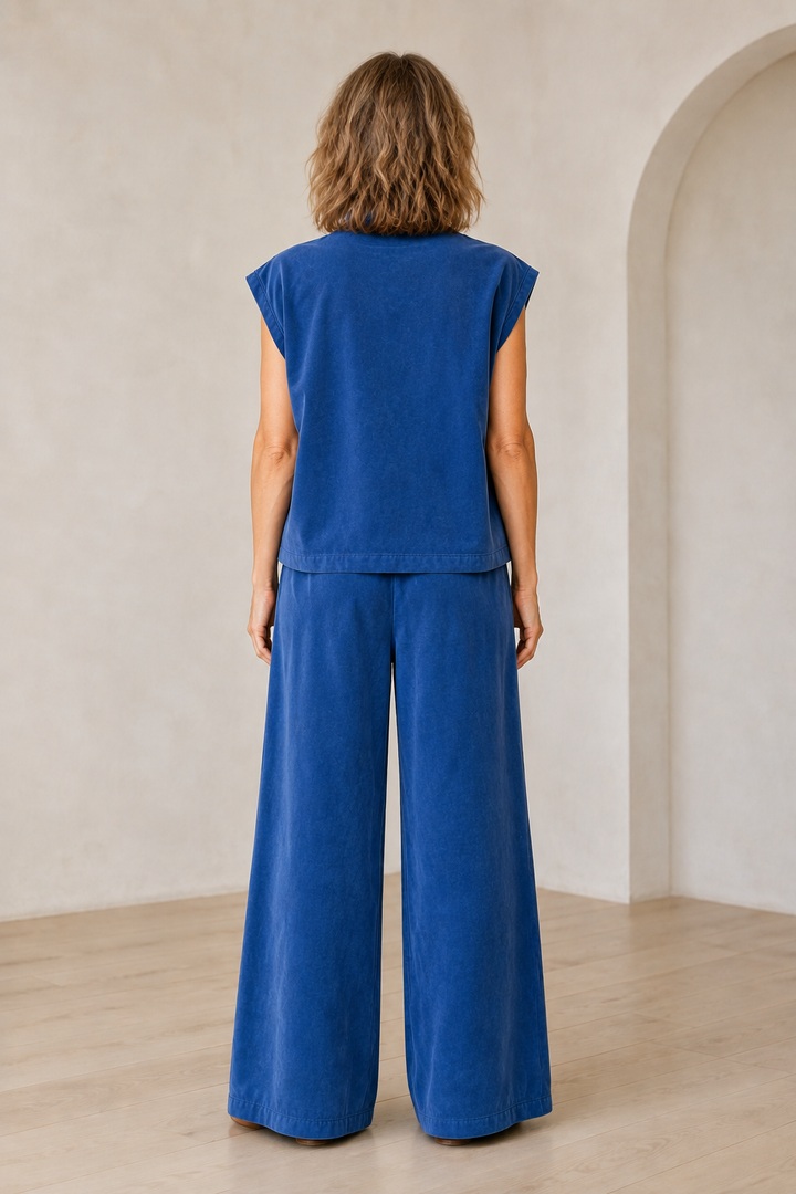 Sleeveless Wide Leg Two Piece Set back view