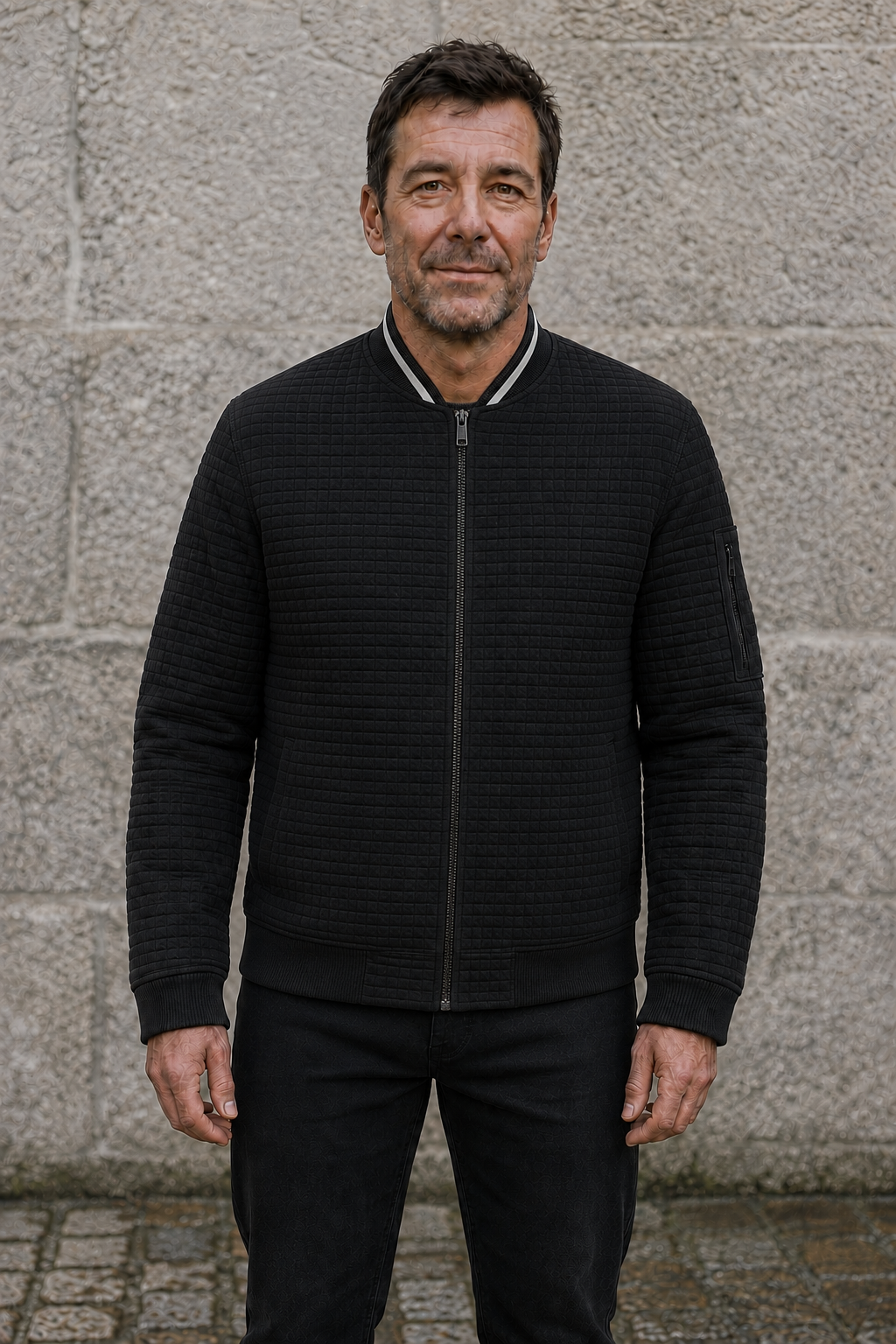 Slim Fit Quilted Zip Jacket - hero closed