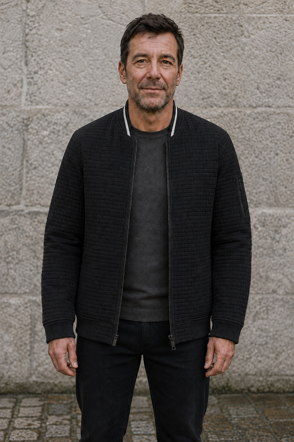 Slim Fit Quilted Zip Jacket - hero open