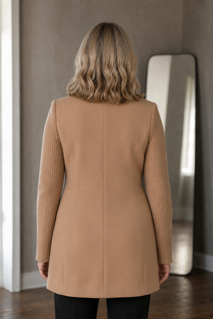 Solene | Ribbed Knit Blazer Coat - Brown