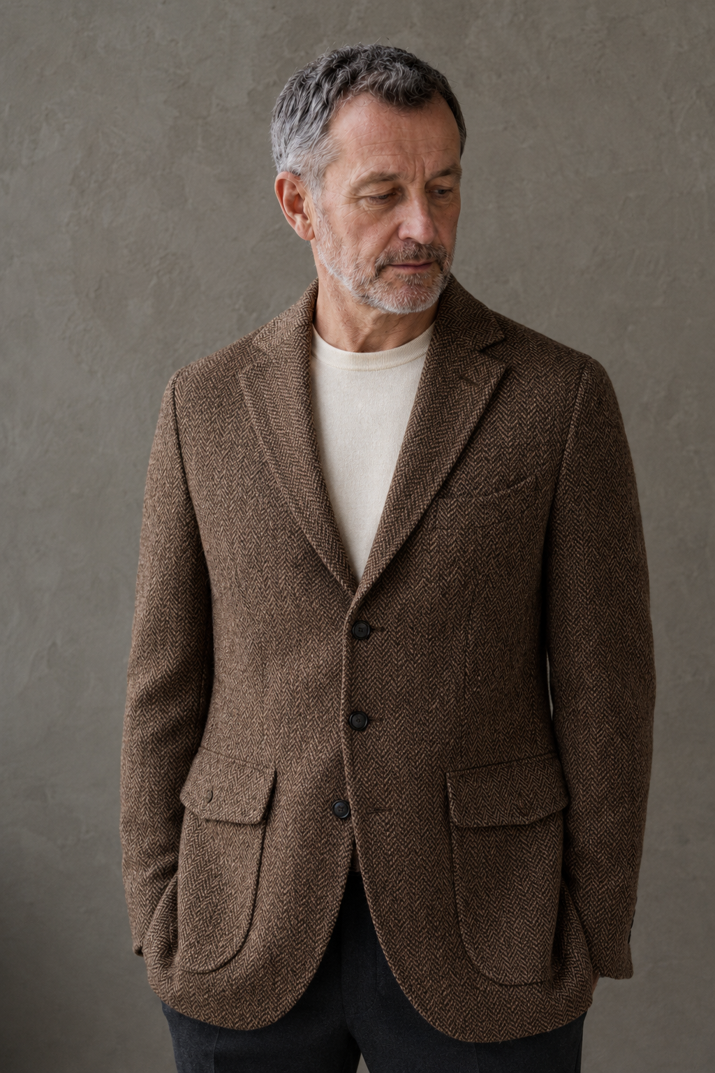 Soveria dark brown herringbone tweed blazer torso