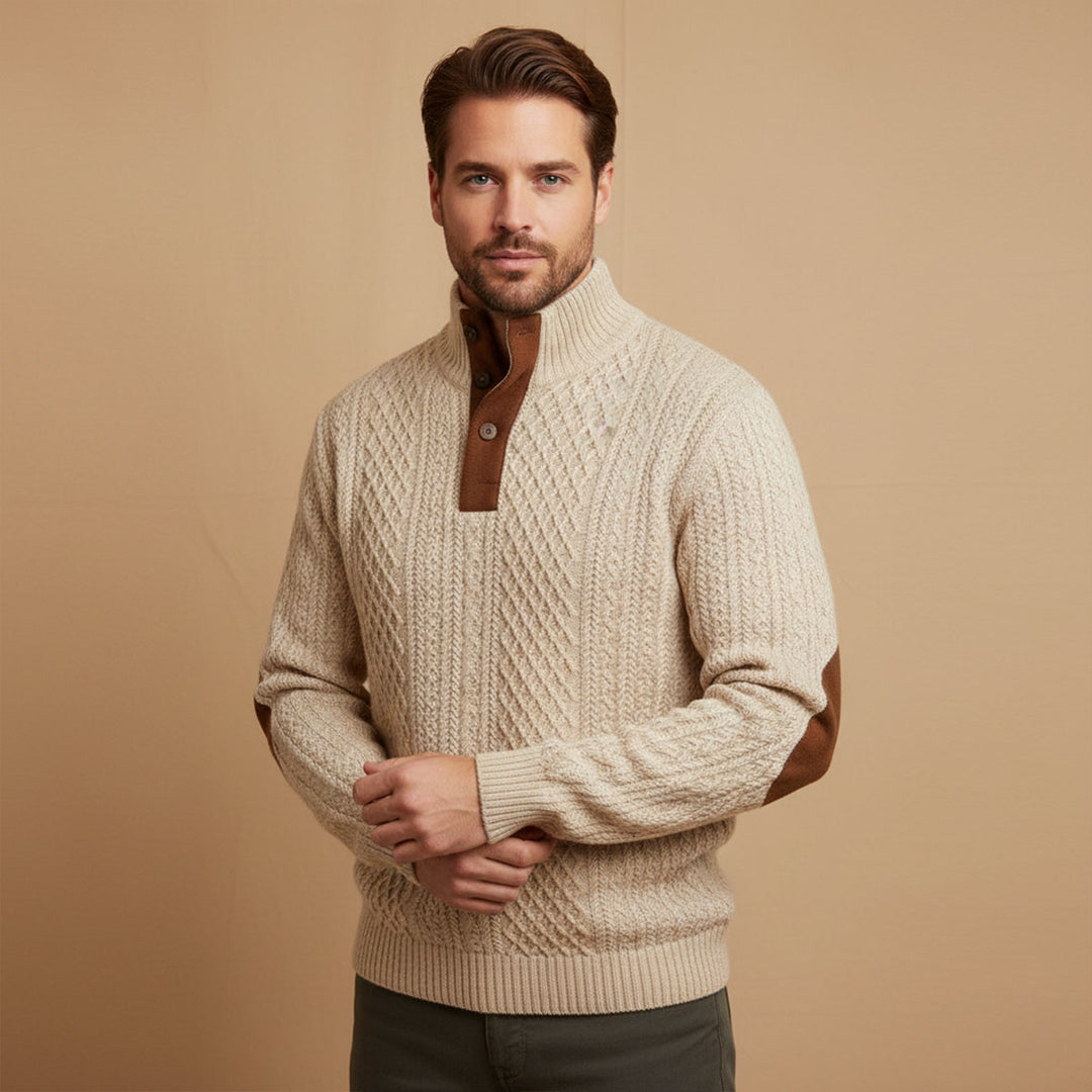 Samuel | Cable Knit Elbow Patch Sweater
