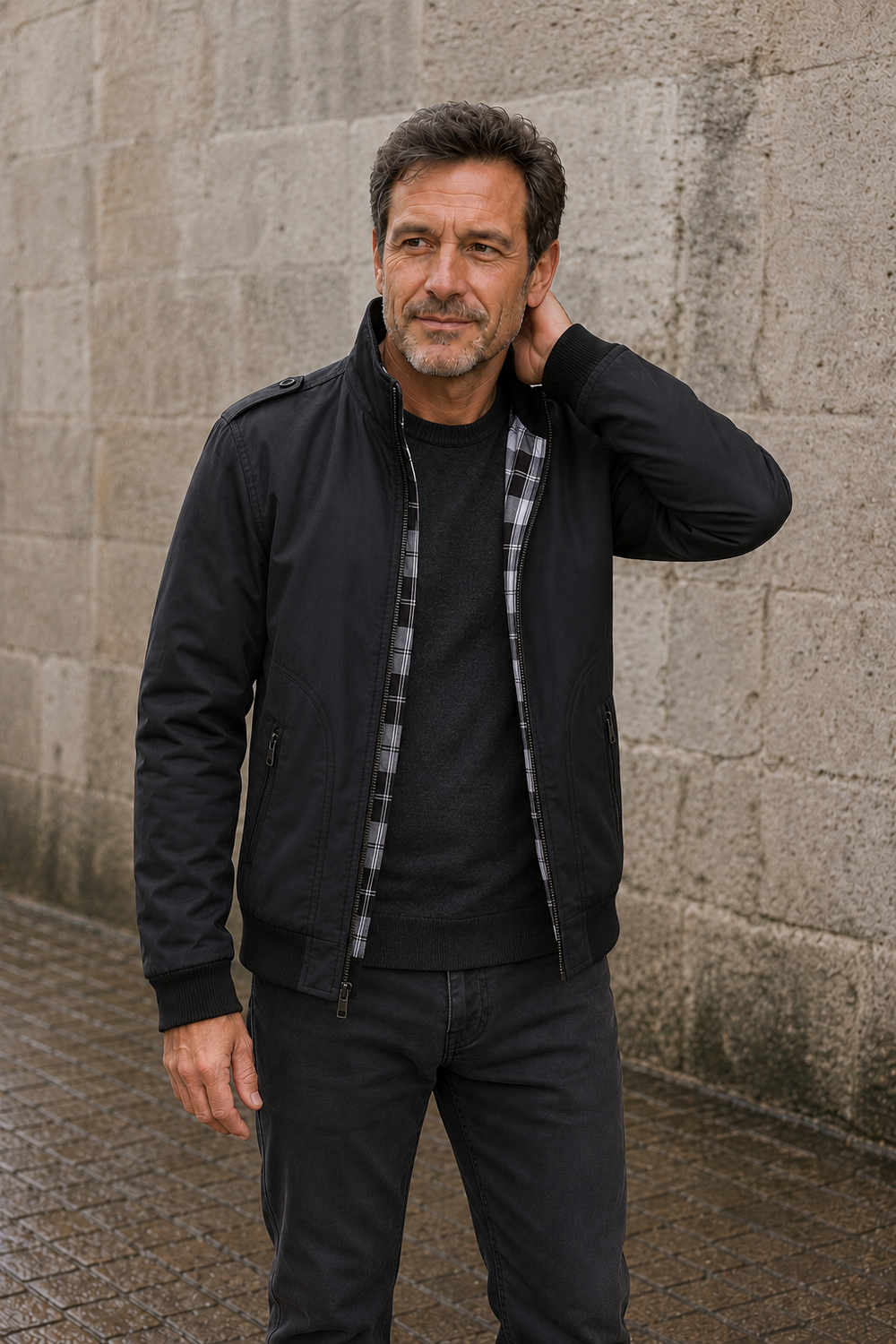 Stand Collar Bomber Jacket - hero open
