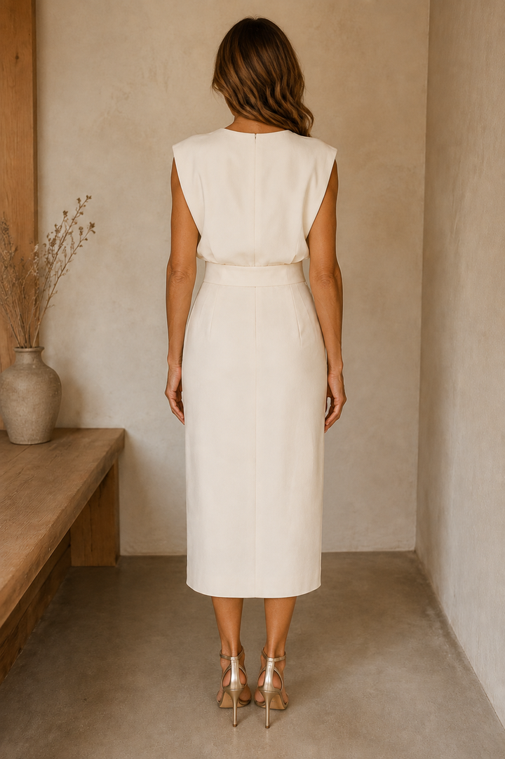 Structured Side Slit Midi Dress - back view