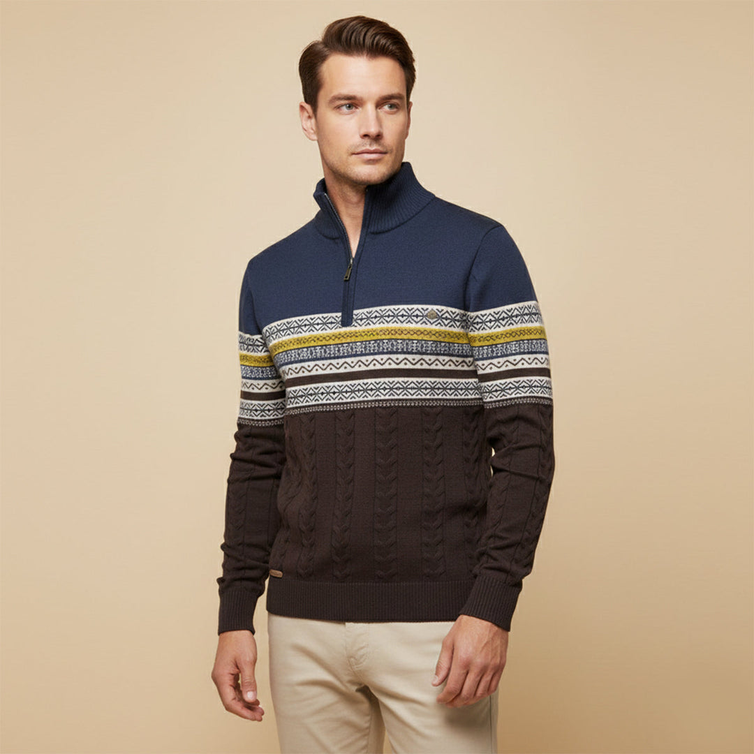 Charles | Fair Isle Quarter Zip Sweater
