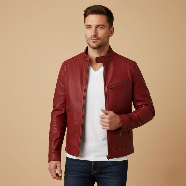 Gaspard | Leather Zip Biker Jacket