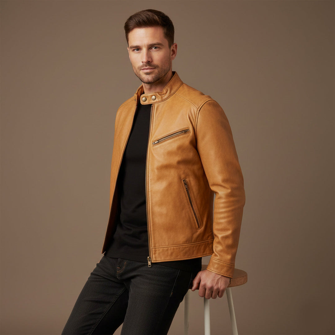 Gaspard | Leather Zip Biker Jacket