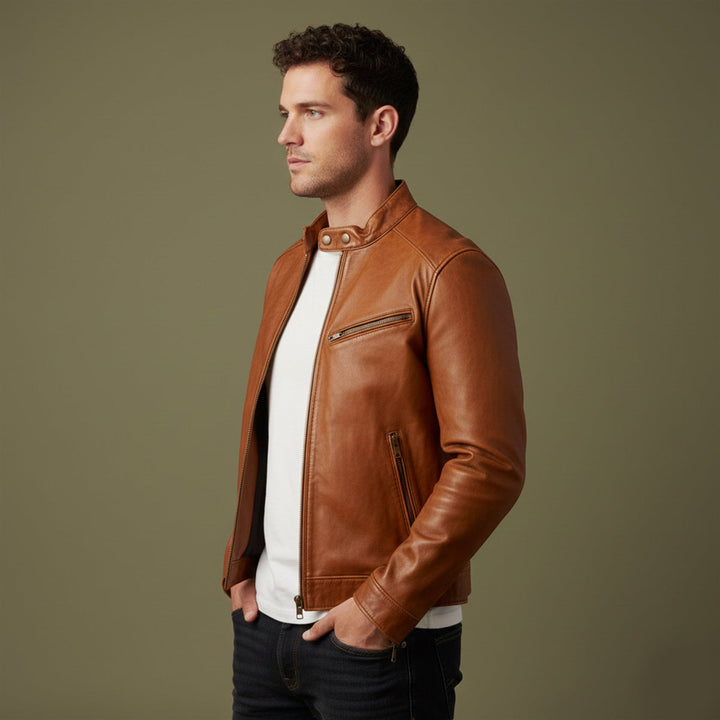 Gaspard | Leather Zip Biker Jacket