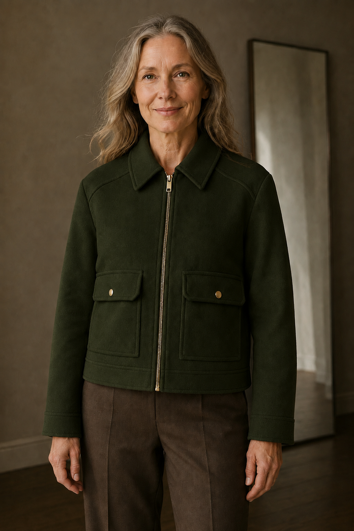 Sybille | Cotton Cropped Utility Jacket - Olive