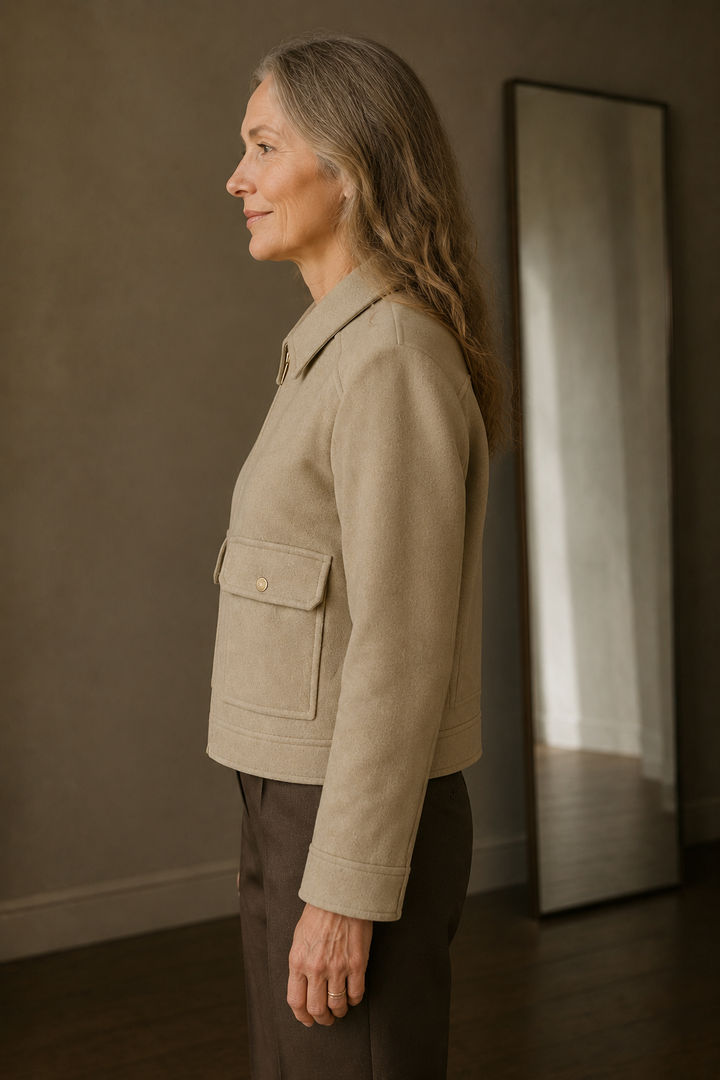 Sybille | Cotton Cropped Utility Jacket - Beige