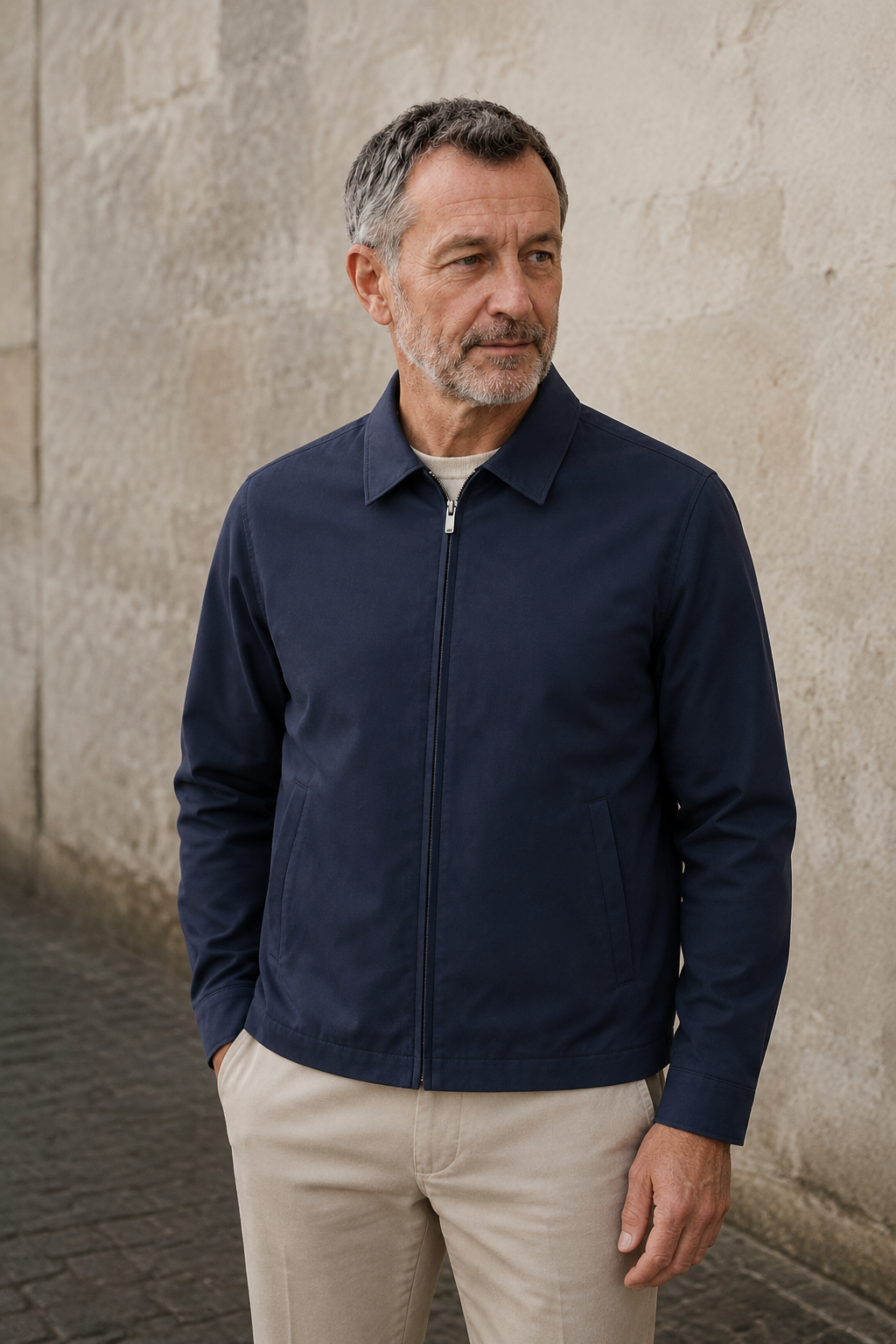 Tailored Fit Harrington Zip Jacket - hero closed