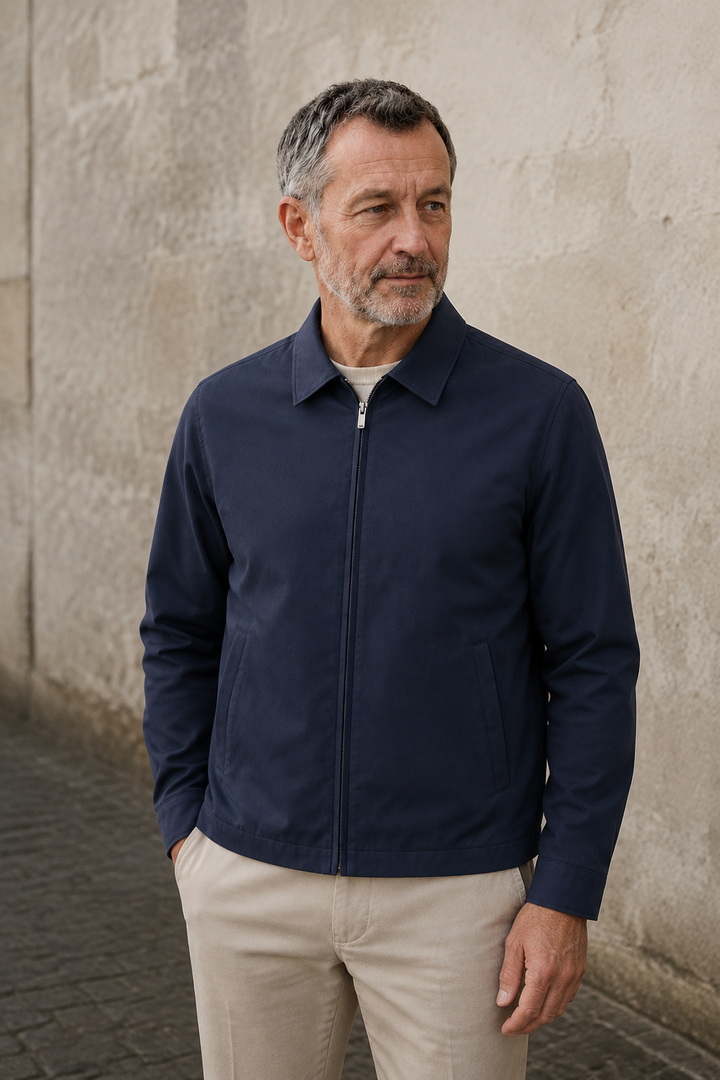 Tailored Fit Harrington Zip Jacket - hero closed