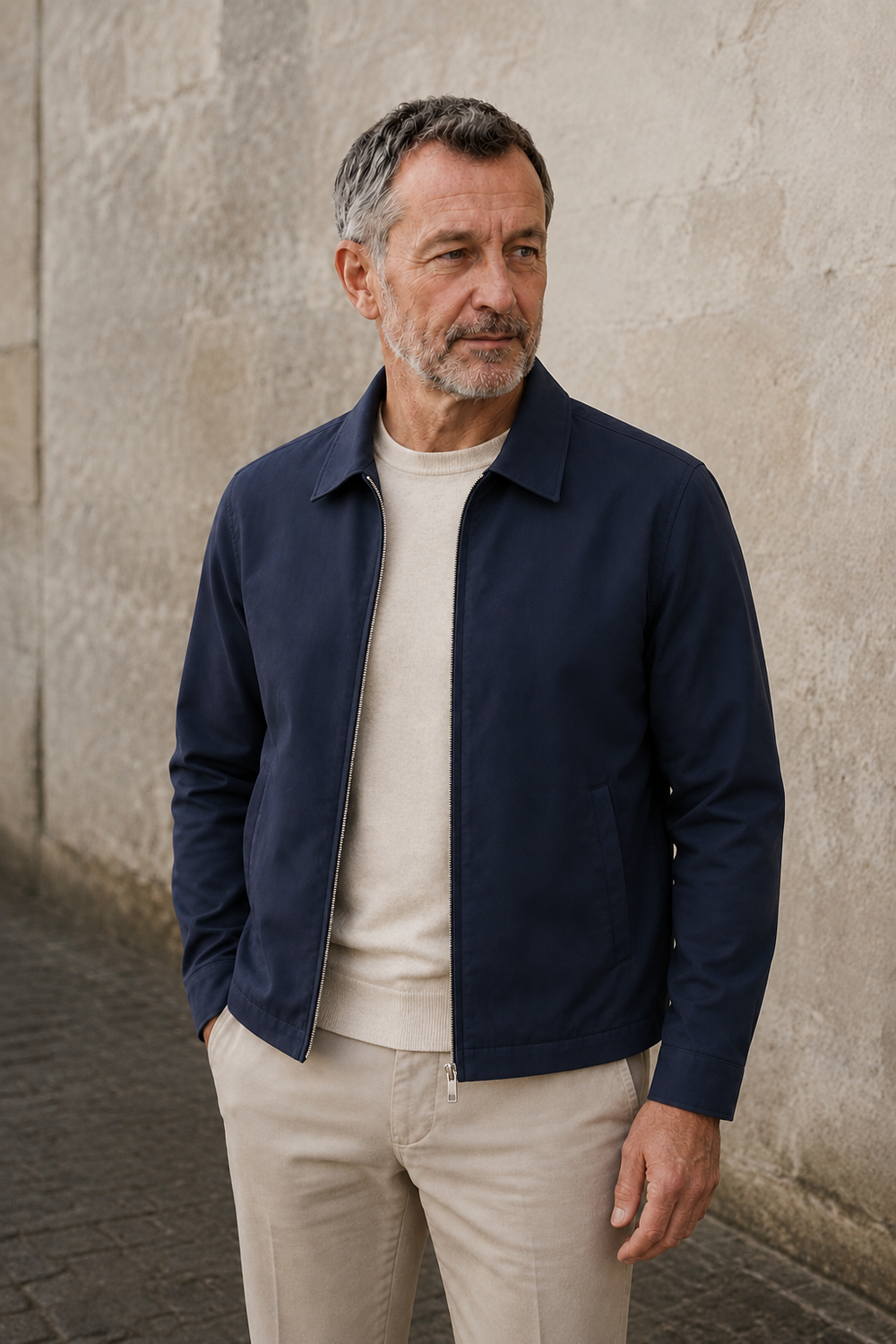 Tailored Fit Harrington Zip Jacket - hero open