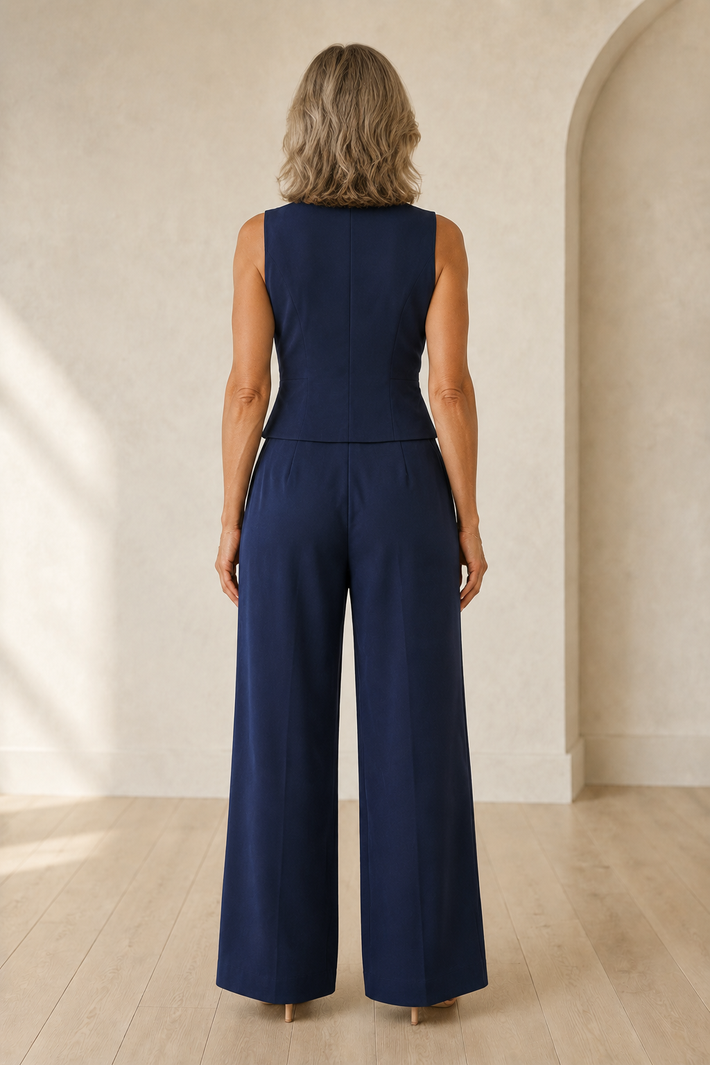 Tailored Vest And Wide Trouser Set back view