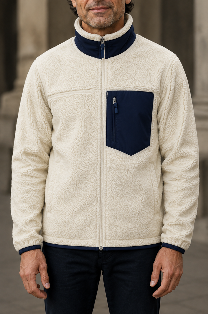 Teddy Wool High Collar Zip Jacket - close-up