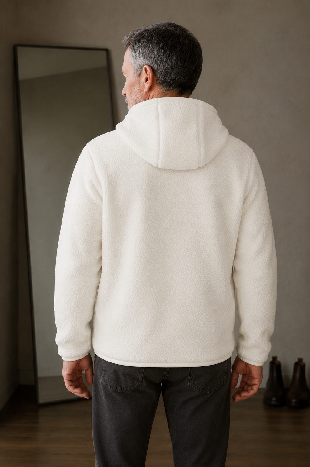 Teddy Wool Hooded Fleece Jacket - back