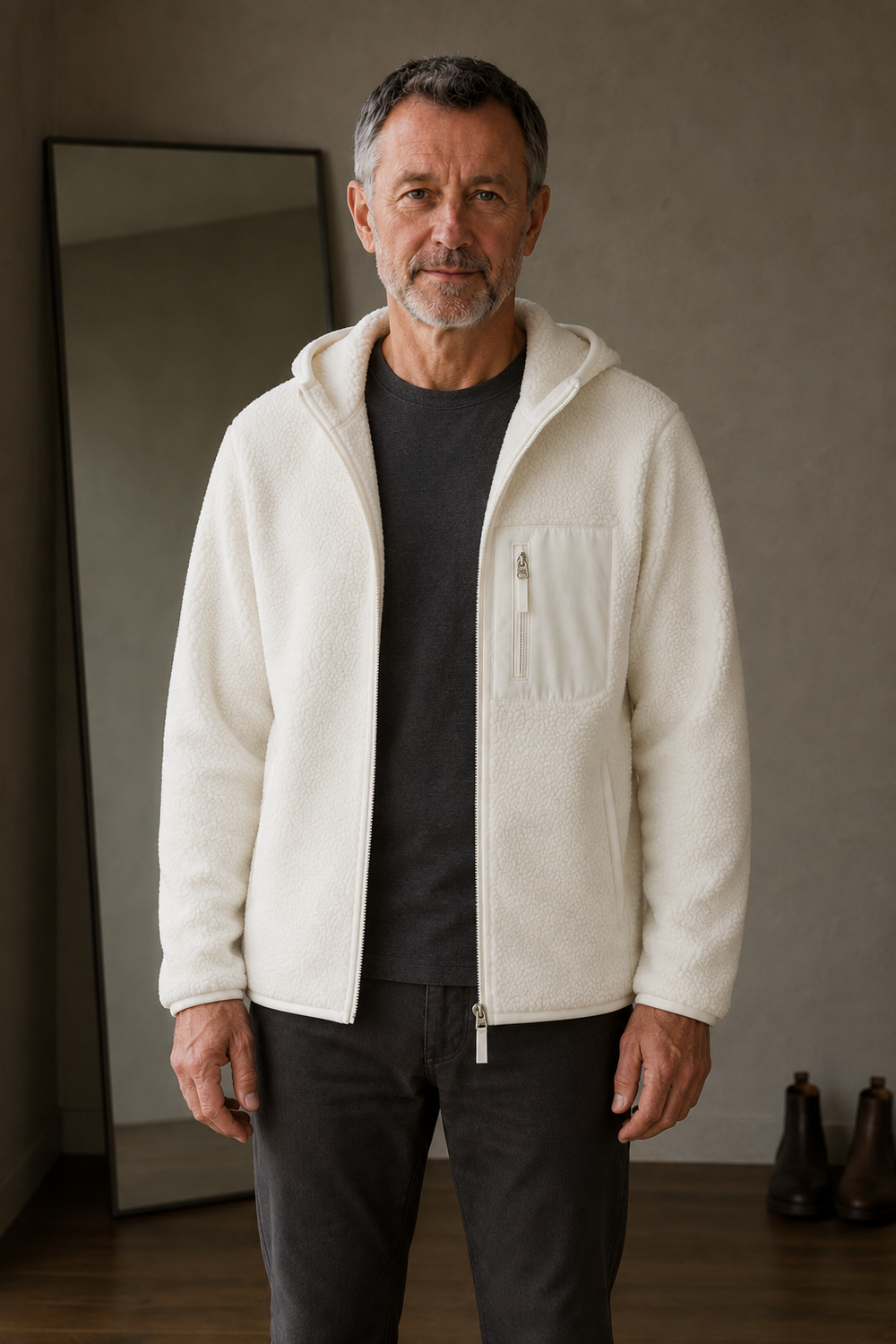 Teddy Wool Hooded Fleece Jacket - hero open