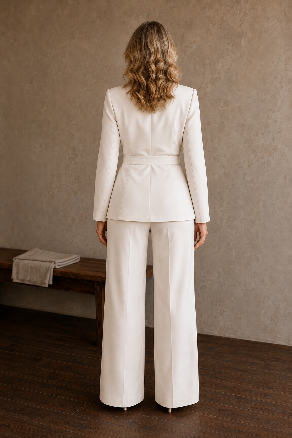 Tie Front Jacket And Wide Trouser Set back view