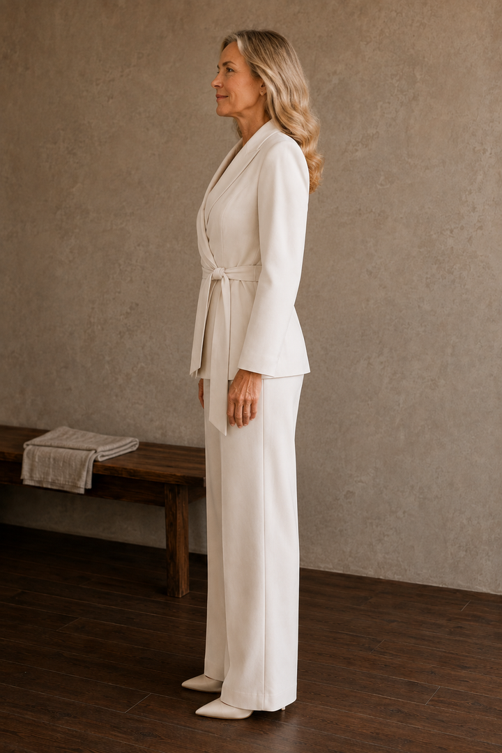 Tie Front Jacket And Wide Trouser Set side view