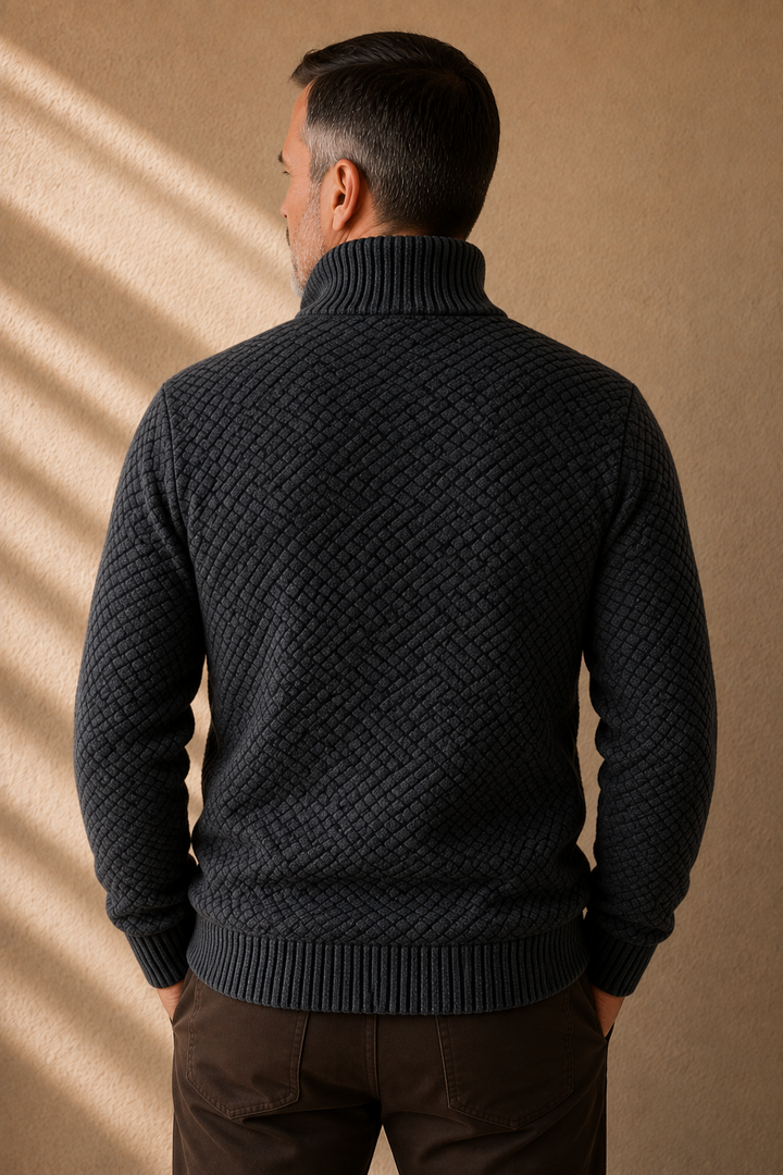 Fleece Lined Zip Knit Cardigan - Dark Gray