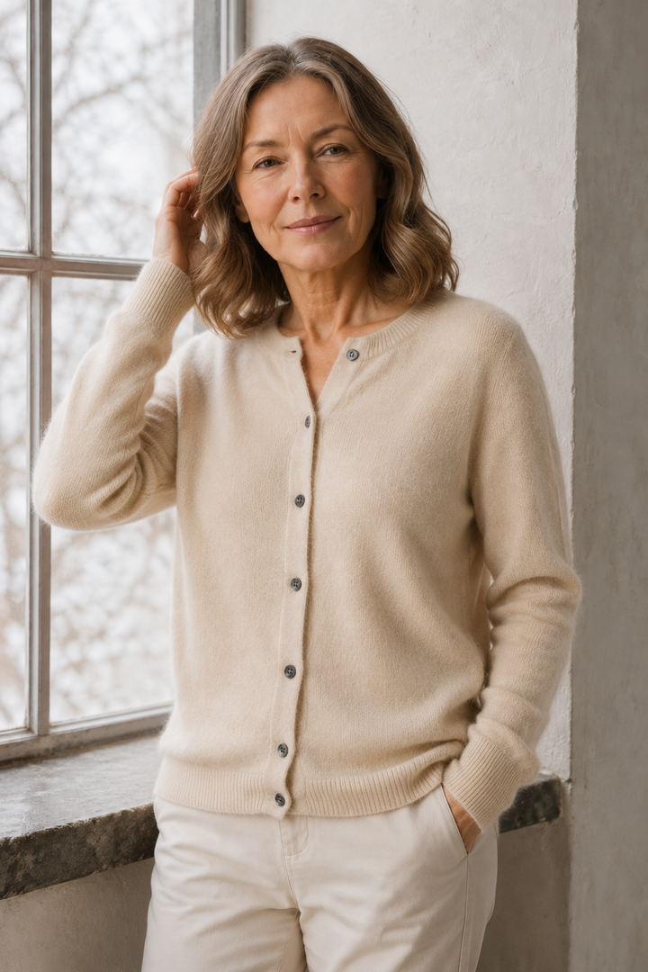 Trudy | Merino Wool Cashmere Cardigan - Beige