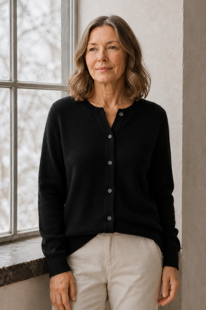 Trudy | Merino Wool Cashmere Cardigan - Black