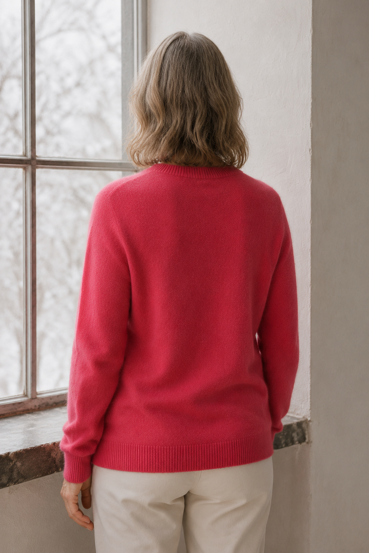 Trudy | Merino Wool Cashmere Cardigan - Dark Pink