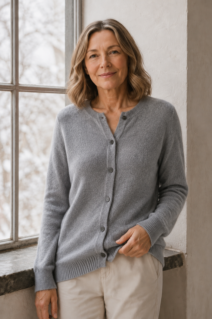 Trudy | Merino Wool Cashmere Cardigan - Grey