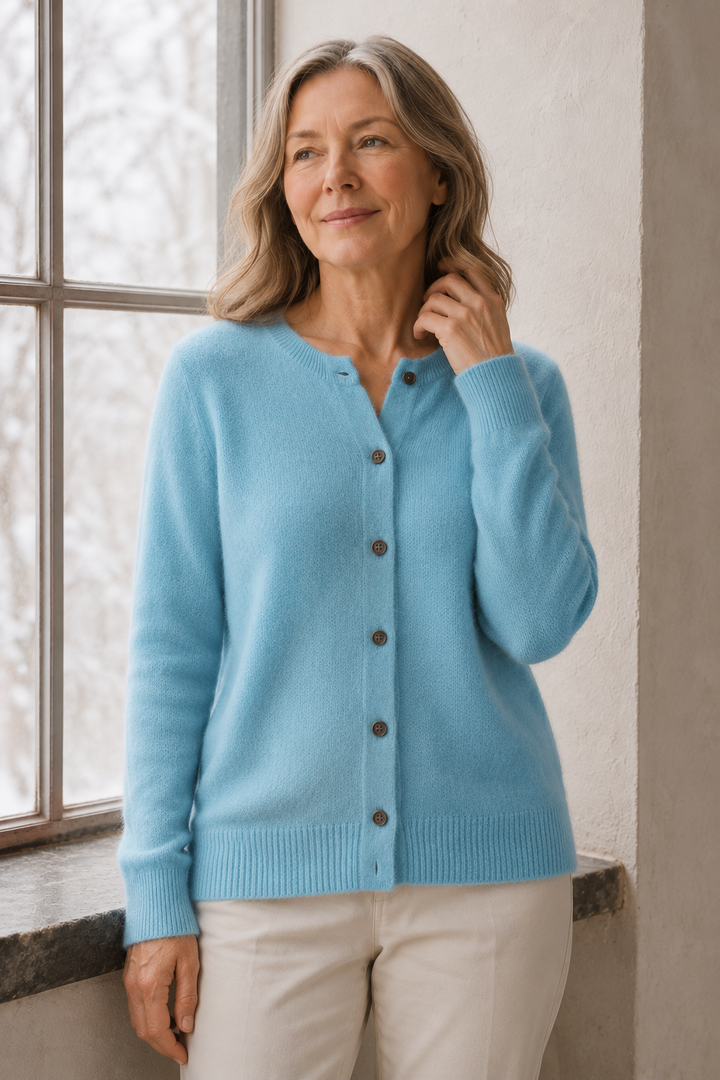 Trudy | Merino Wool Cashmere Cardigan - Light Blue