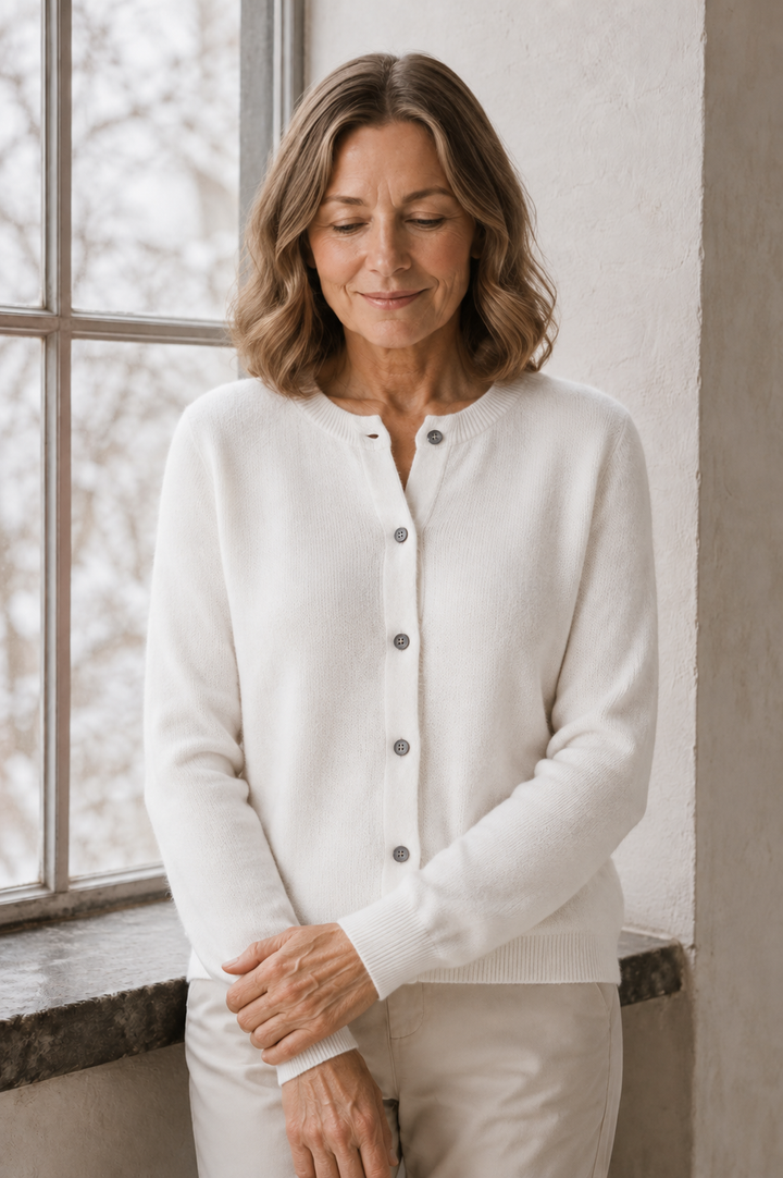 Trudy | Merino Wool Cashmere Cardigan - White