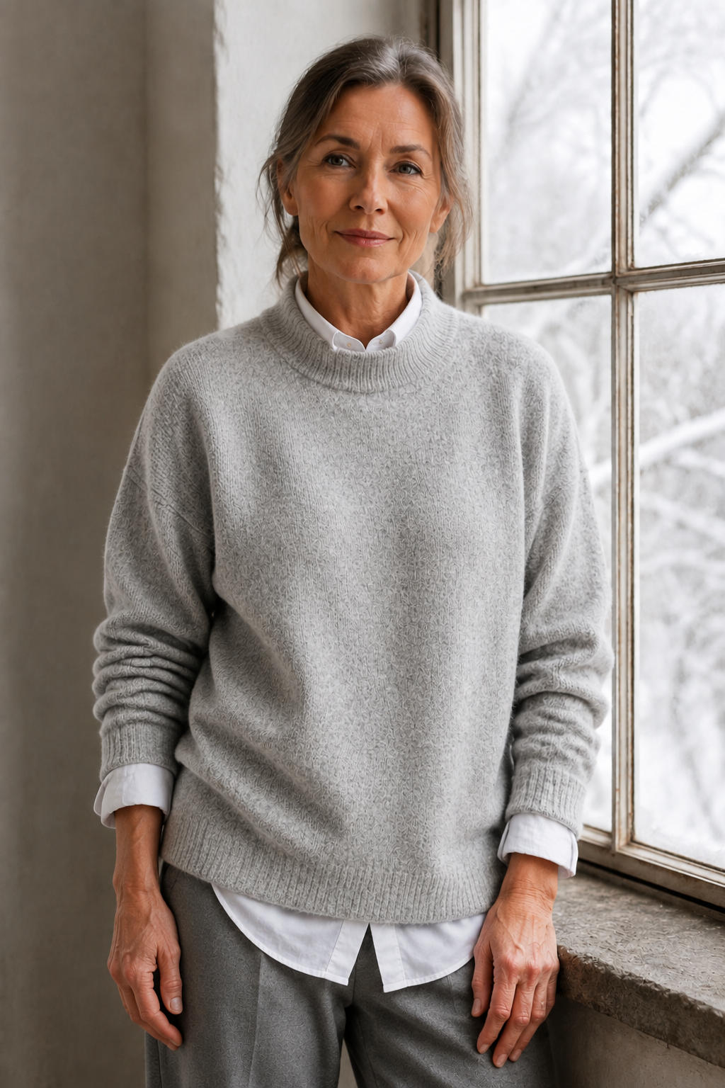 Fashionable Two-Piece Top - Gray