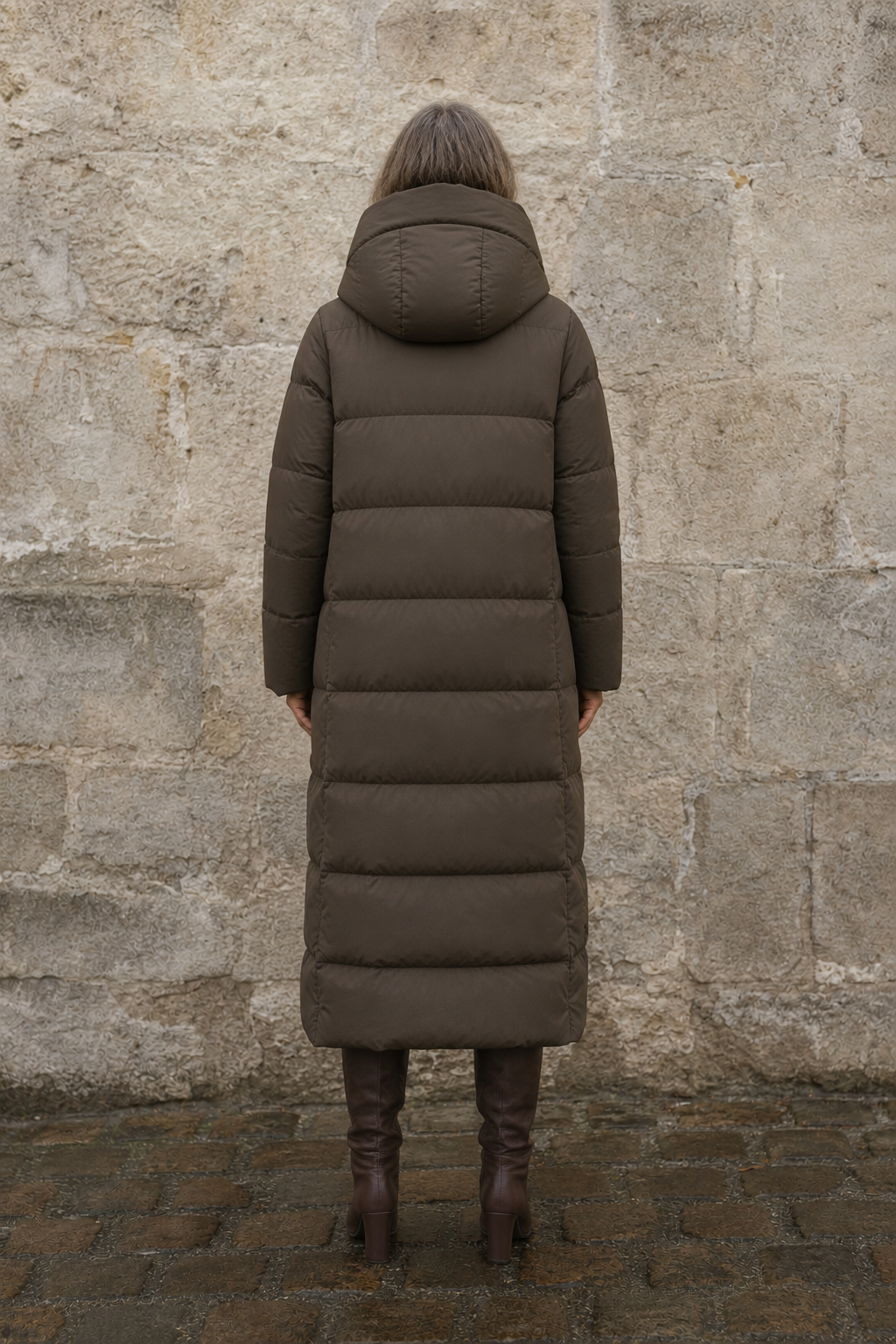 Valentine | 90% Down Parka, Past the Knee - Dark Brown
