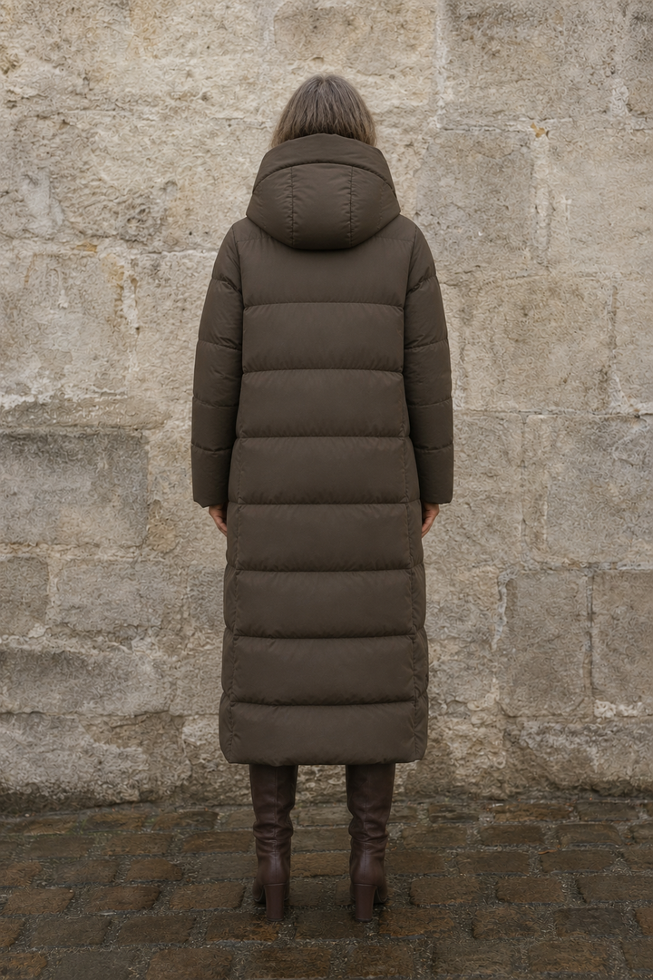Valentine | 90% Down Parka, Past the Knee - Dark Brown