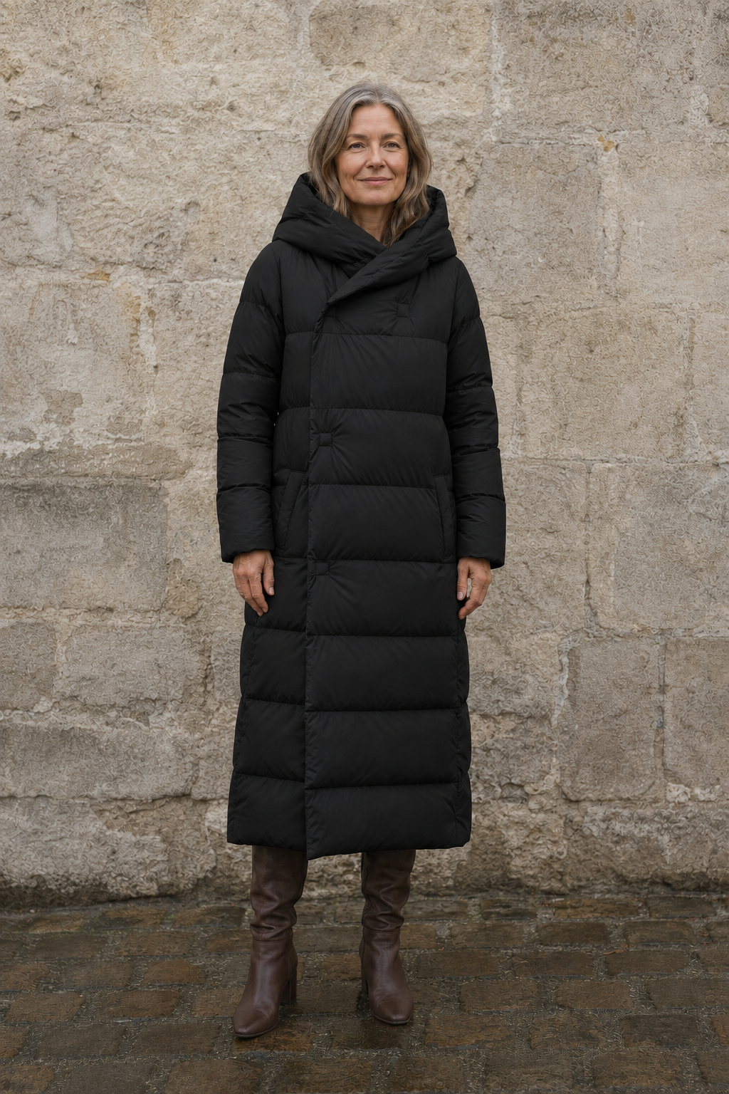 Valentine | 90% Down Parka, Past the Knee - Black