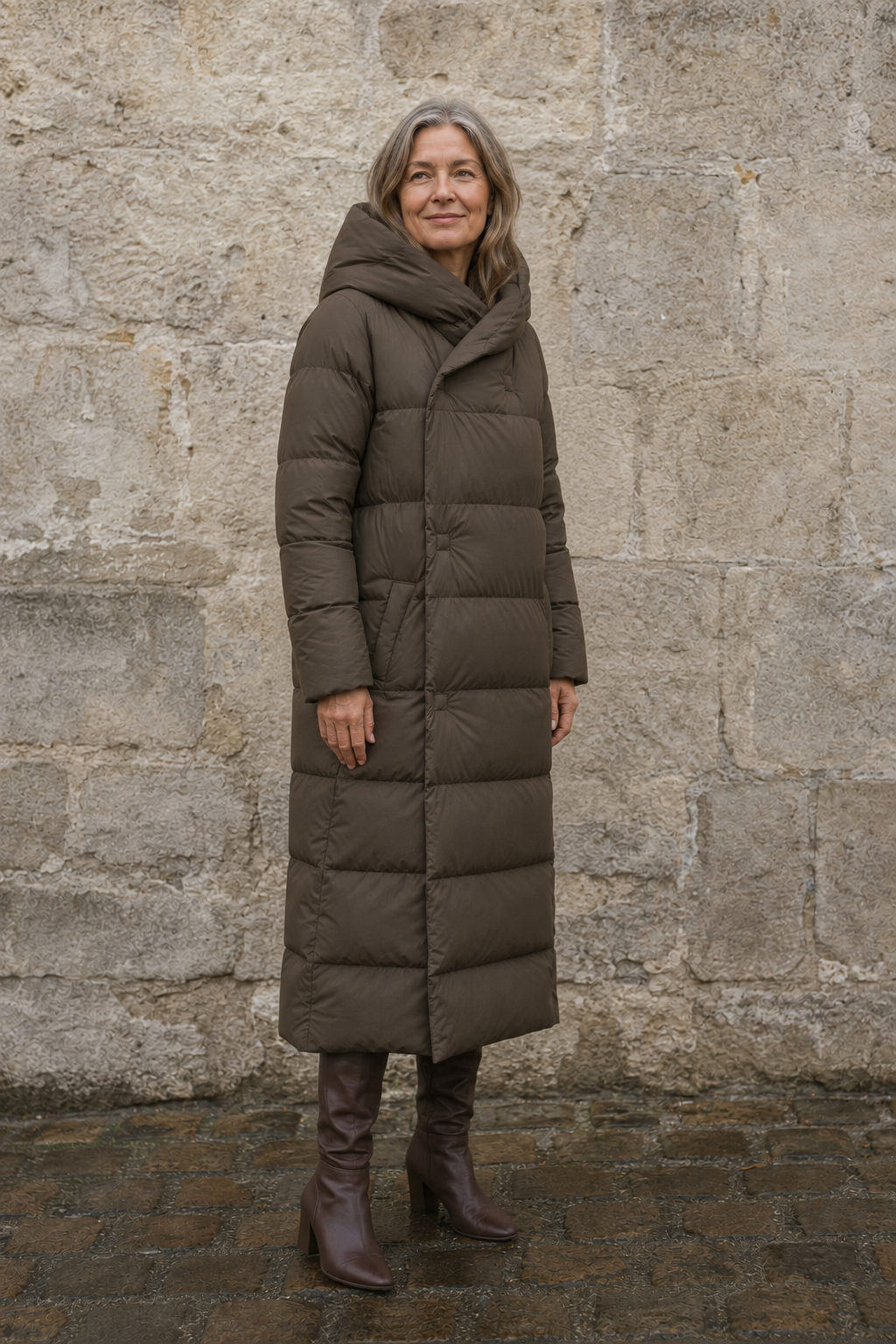 Valentine | 90% Down Parka, Past the Knee - Dark Brown