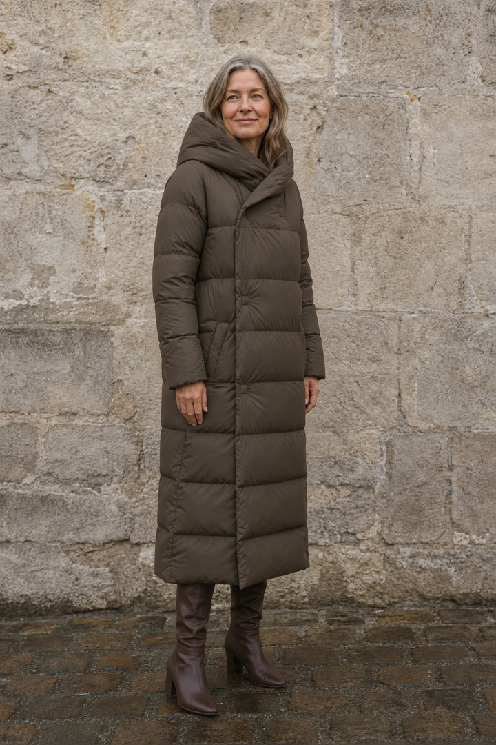 Valentine | 90% Down Parka, Past the Knee - Dark Brown