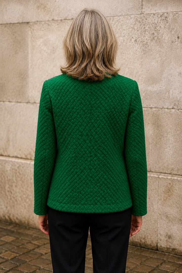 Velvet Textured Short Jacket - Forest Green