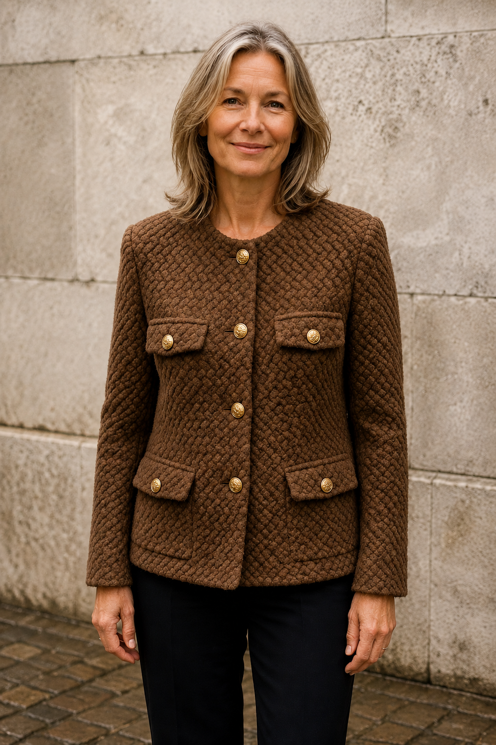 Velvet Textured Short Jacket - Brown